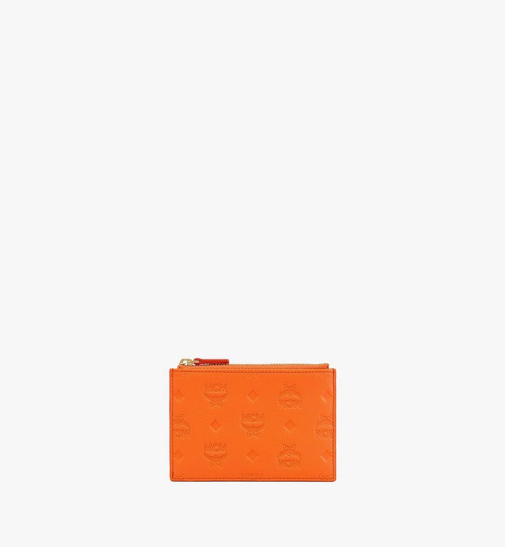 Aren Zip Card Case in Embossed Monogram Leather 1